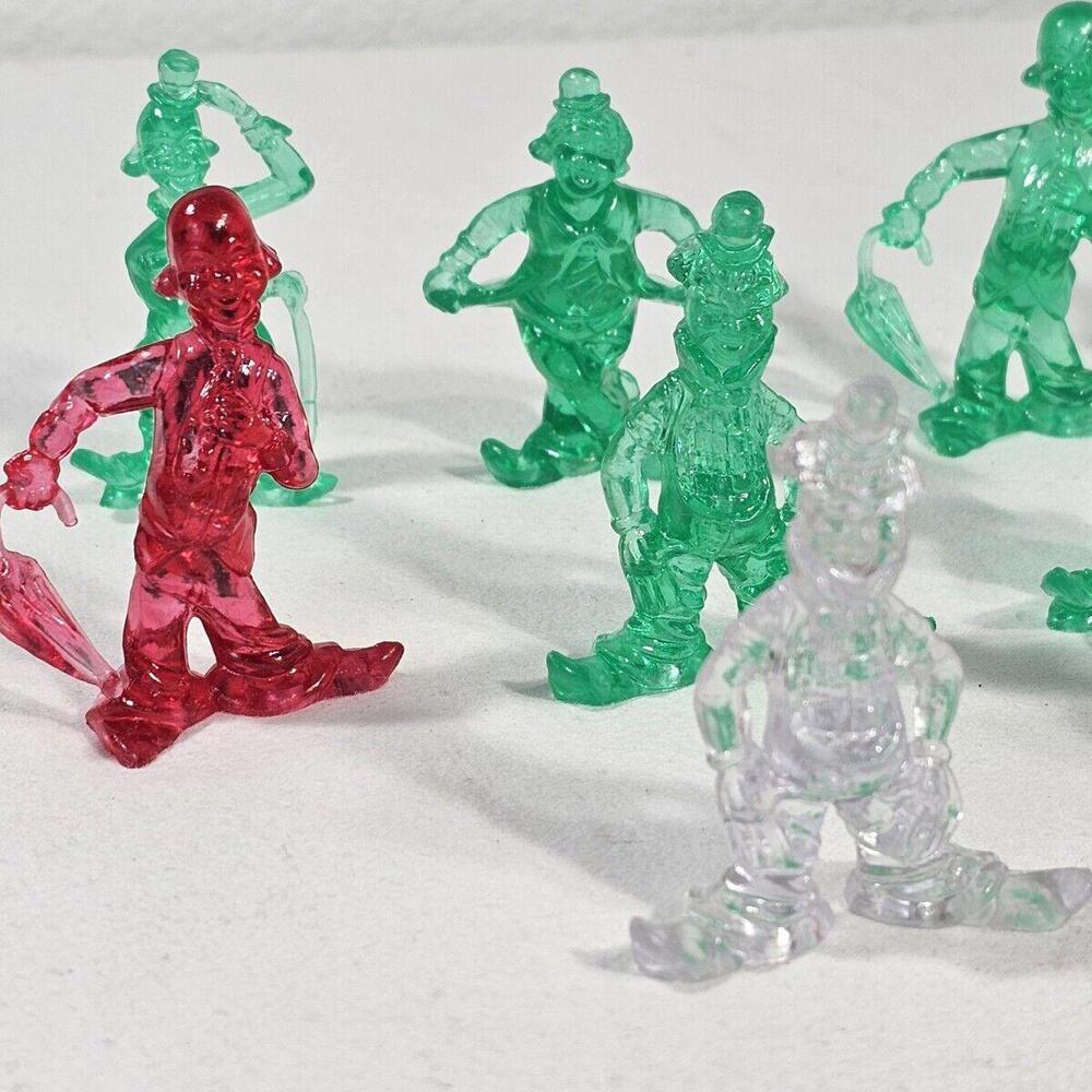 Vintage Lucite Clown Plastic Cake Topper Toy Figure Prize Translucent Lot Of 10 - Picture 5 of 7
